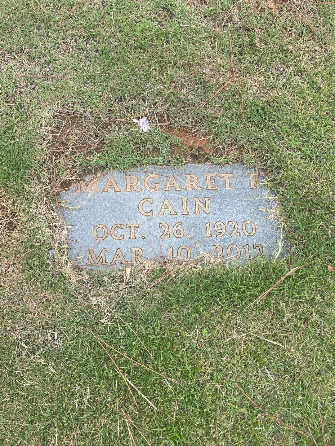 Margaret F. Cain's grave. Photo 3