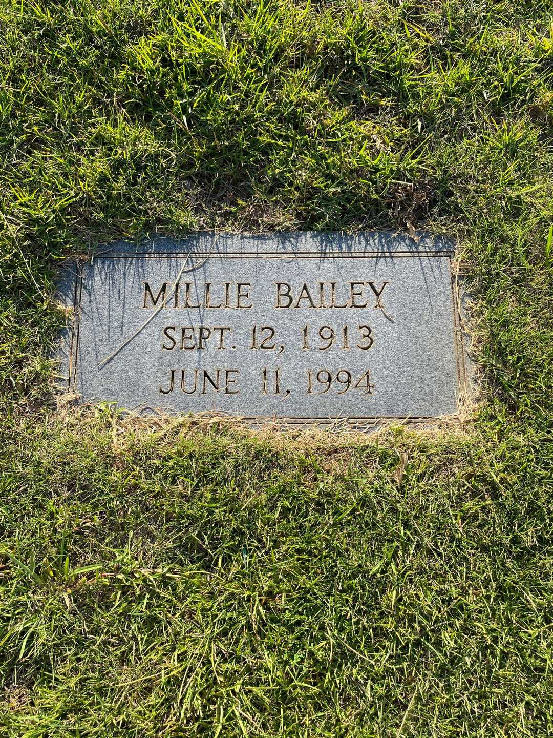 Millie N. Bailey's grave. Photo 3