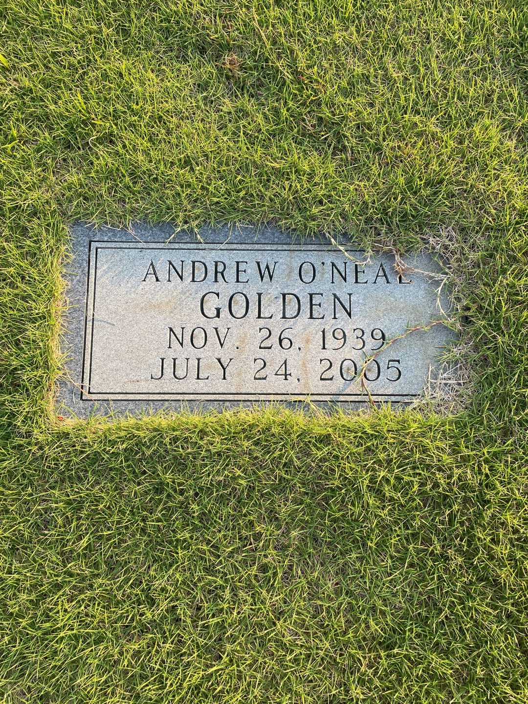 Andrew O. O'Neal Golden's grave. Photo 3