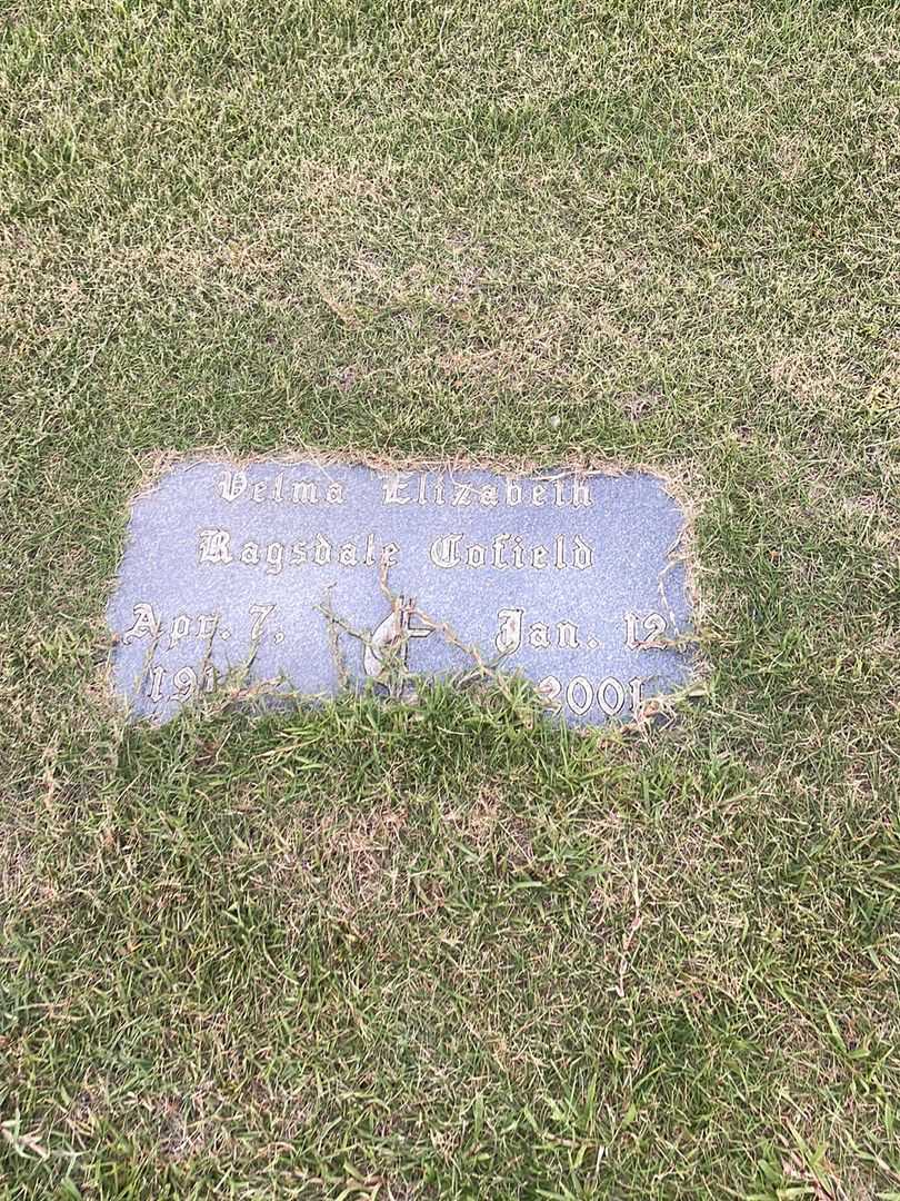 Velma Elizabeth Ragsdale Cofield's grave. Photo 3