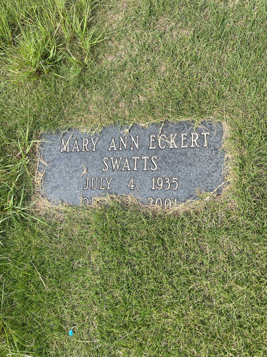 Mary Ann Eckert Swatts's grave. Photo 3