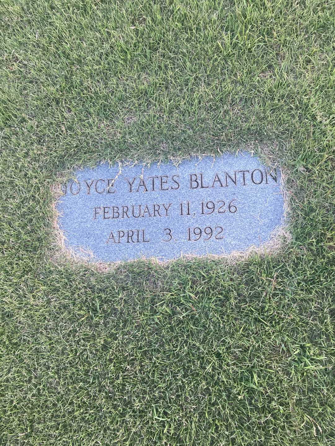 Joyce Y. Yates Blanton's grave. Photo 3