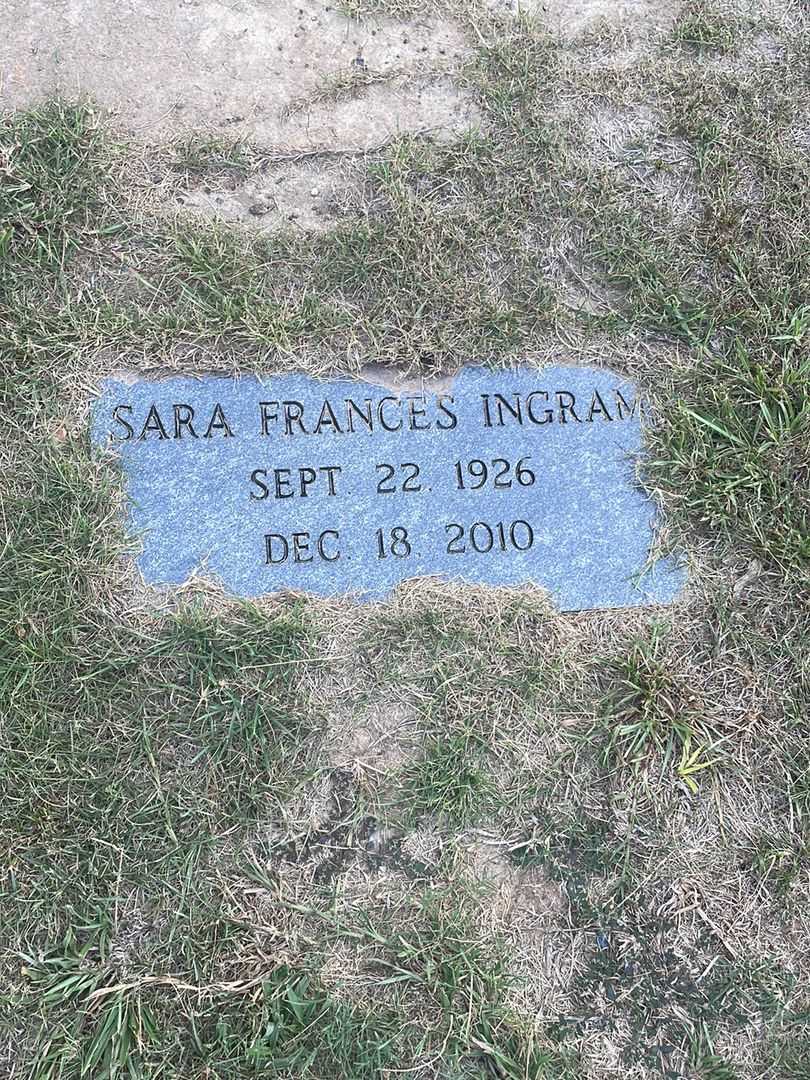 Sara Frances Ingram's grave. Photo 3