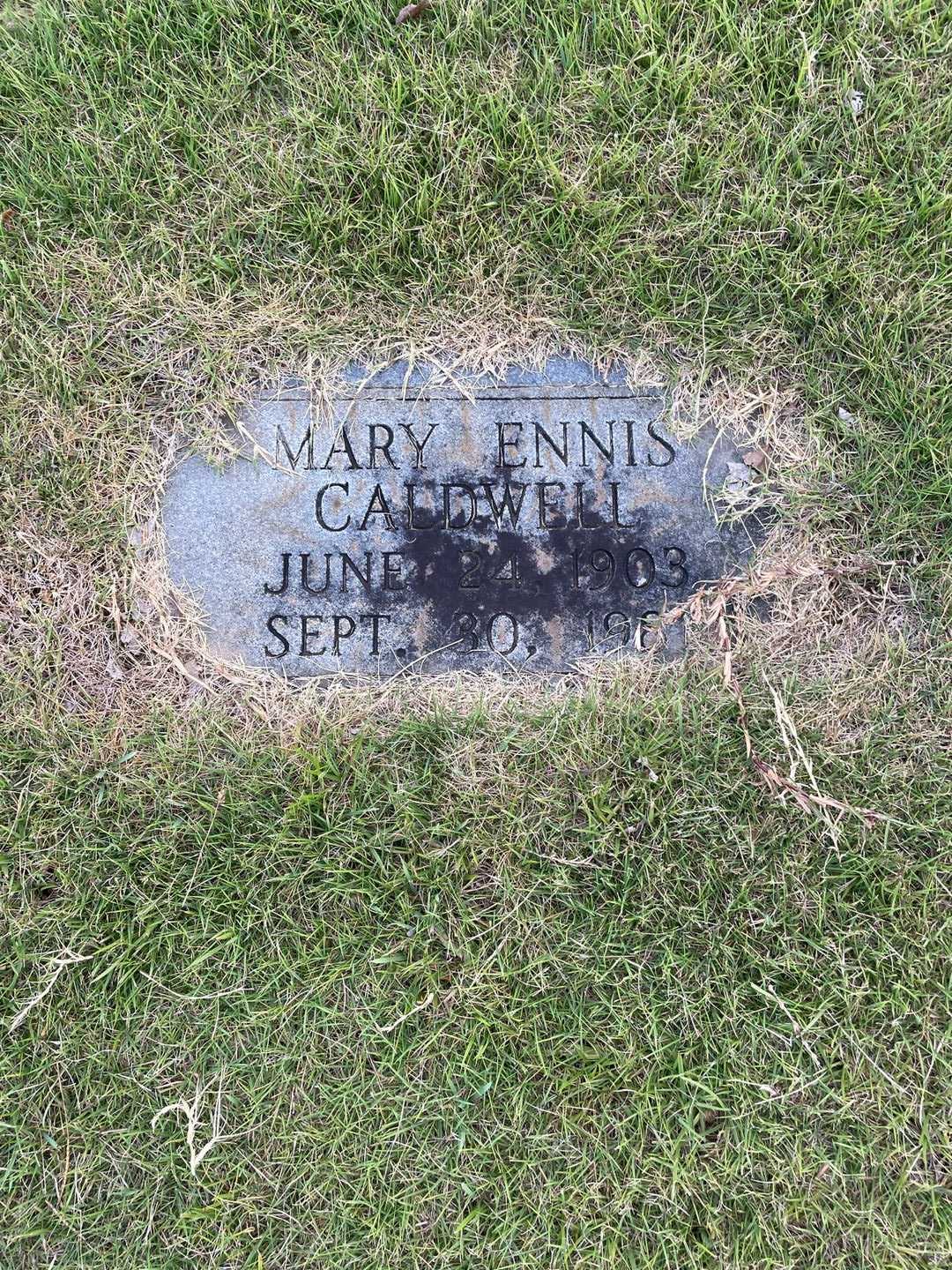 Mary Ennis Caldwell's grave. Photo 3