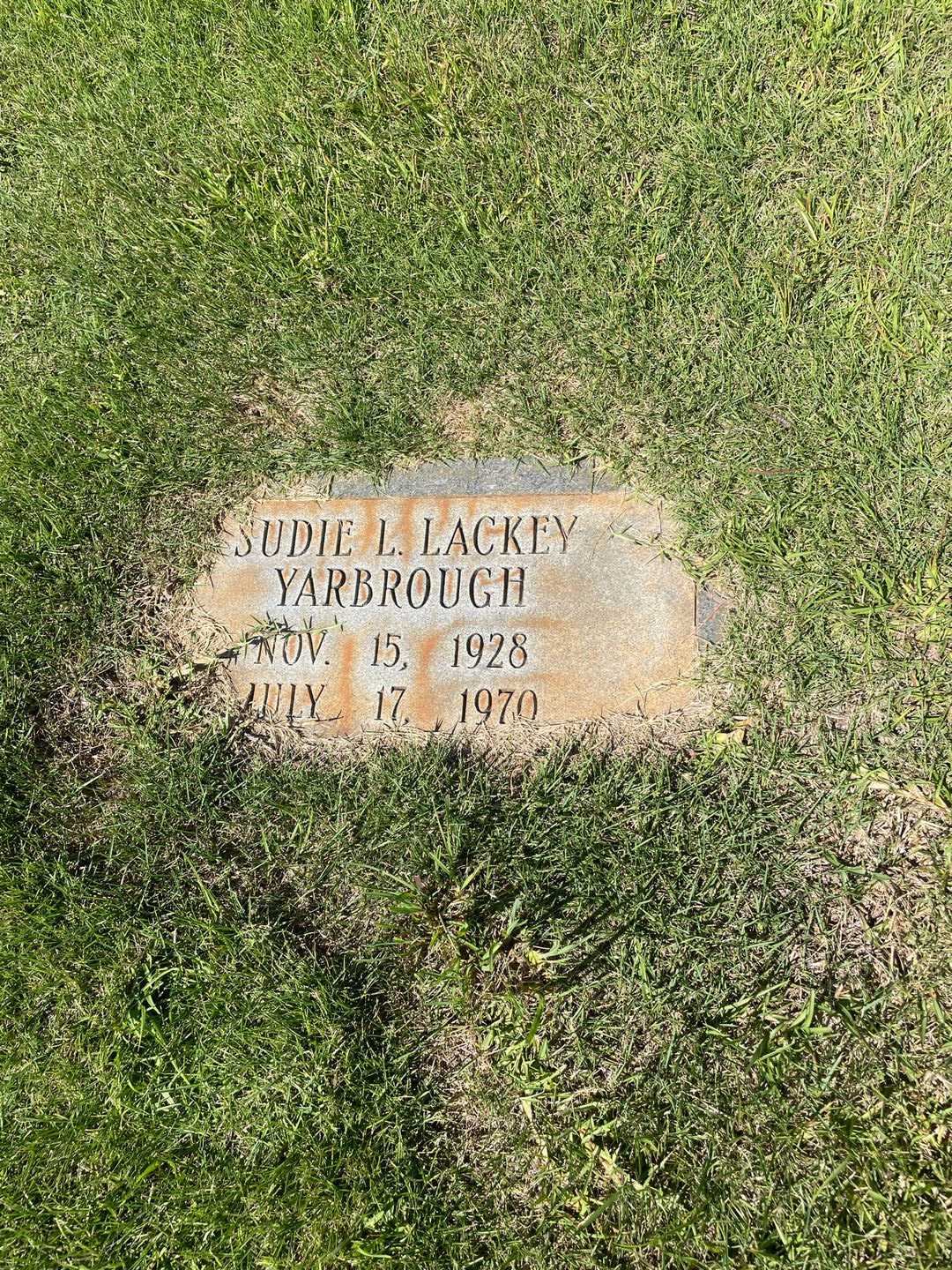 Sudie L. Lackey Yarbrough's grave. Photo 3